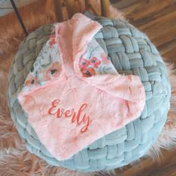 Spring Meadow Personalized Baby Blanket, Minky Blanket With Name, Monogram Floral Girl - thumbnail 2