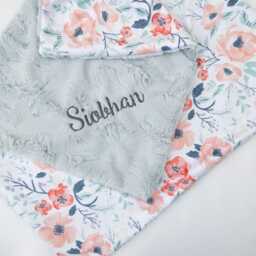 Spring Meadow Personalized Baby Blanket, Minky Blanket With Name, Monogram Floral Girl - thumbnail 3