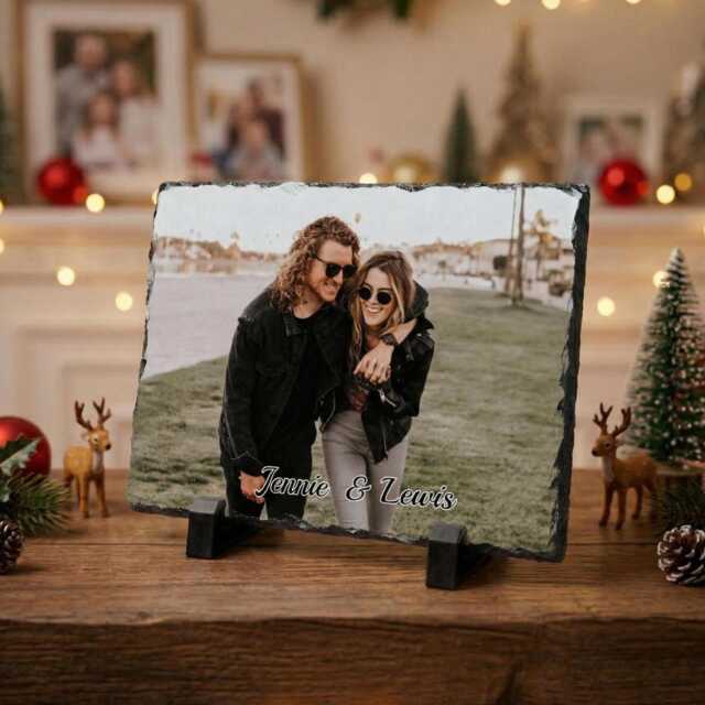 Photo Slate Gift - Personalised Frame For Anniversaries, Weddings, Birthdays, Christmas & Valentines Stone - image 1