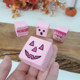 Pink Halloween Baby Shower & Birthday Wood Block, Cute Nursery & Girls Room Wooden Sign Decor/Pumpkin, Ghost, Mummy, Frankenstein - thumbnail 3