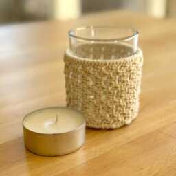 Large Macrame Tea Light Holder Boho Table Decor With Glass Insert - thumbnail 3