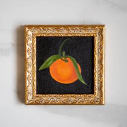 Original Clementine Oil Painting 6x6 in - Citrus Kitchen Still Life - thumbnail 1