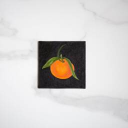 Original Clementine Oil Painting 6x6 in - Citrus Kitchen Still Life - thumbnail 3