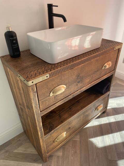 Wallington Reclaimed Wood Rustic Bathroom Vanity Unit - image 1