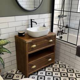 Wallington Reclaimed Wood Rustic Bathroom Vanity Unit - thumbnail 2
