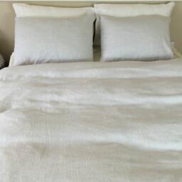 Stone Grey & White Ticking Striped Linen Duvet Cover, Grey Bedding, Available in All Size Or Custom - thumbnail 3