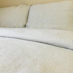 Stone Grey & White Ticking Striped Linen Duvet Cover, Grey Bedding, Available in All Size Or Custom - thumbnail 4