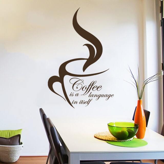 Wall Decal Quote Vinyl Sticker Art Home Decor Mural Decals Quotes Coffee Is A Language Cup Cafe Kitchen Bedroom Ms412 - image 1