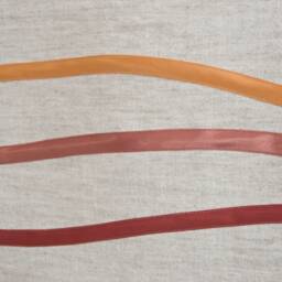 Rusty Orange Modern Kitchen Valance Curtain, Geometric Brick Red Terracotta Window Valence, Unusual Custom Made Minimal Linen Topper - thumbnail 3
