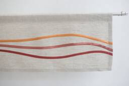 Rusty Orange Modern Kitchen Valance Curtain, Geometric Brick Red Terracotta Window Valence, Unusual Custom Made Minimal Linen Topper