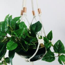 Macrame Plant Hanger Copper Accents, Indoor Outdoor Hanging Planterno Tariffs/Fees To Usa - thumbnail 2