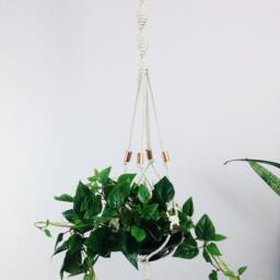 Macrame Plant Hanger Copper Accents, Indoor Outdoor Hanging Planterno Tariffs/Fees To Usa - thumbnail 3