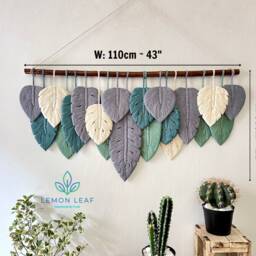 Large Macrame Leaf Wall Art Boho Home Decor Tapestry - thumbnail 3