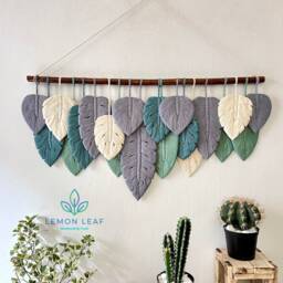 Large Macrame Leaf Wall Art Boho Home Decor Tapestry - thumbnail 2