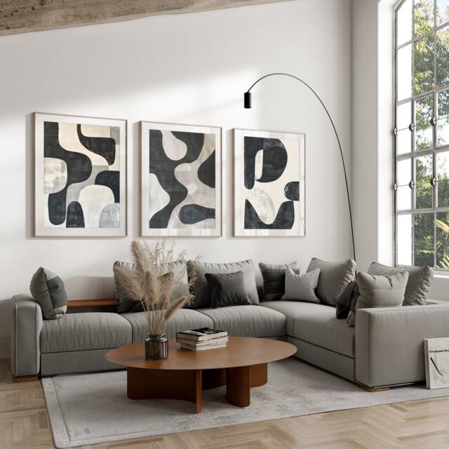 Neutral Abstract Art Prints, Modern Art, Brush Strokes, Wall , Set Of 3 A5, A4, A3 A3+ A2 A1 Sizes, Fast Delivery - image 1