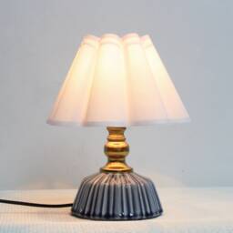 Handmade Ceramic Table Lamp With Off-White Fabric Shade For Home Gift-11# - thumbnail 4