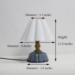 Handmade Ceramic Table Lamp With Off-White Fabric Shade For Home Gift-11# - thumbnail 2
