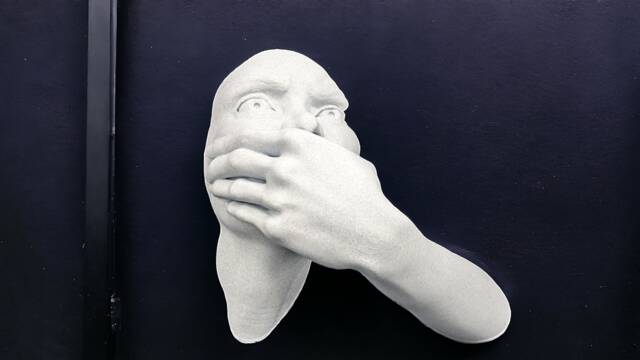 Abstract Sculpture, Surreal Art, Surrealism Wall Hanging, 3D Shocked Face Statue, Home Decor - image 1