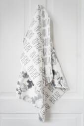 Personalized Organic Cotton Baby Blanket - Gray Floral, Reversible Name - thumbnail 1