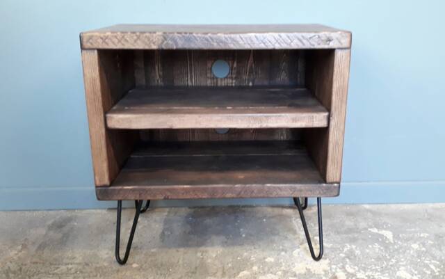 Reclaimed Wood Retro Tv Unit Hairpin Legs Media Console - image 1