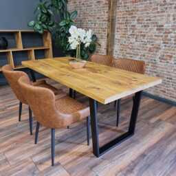 Barton Vf Rustic Wood Dining Table - Industrial Steel Legs Handmade Natural Cozy & Modern Cotswold - thumbnail 2
