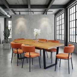 Barton Vf Rustic Wood Dining Table - Industrial Steel Legs Handmade Natural Cozy & Modern Cotswold