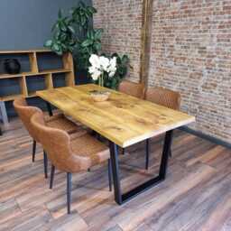 Barton Vf Rustic Wood Dining Table - Industrial Steel Legs Handmade Natural Cozy & Modern Cotswold - thumbnail 3
