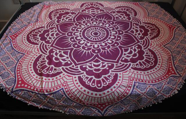Cotton Mandala Tapestry - Boho Wall Hanging, Beach Throw - 76 Inches - image 1