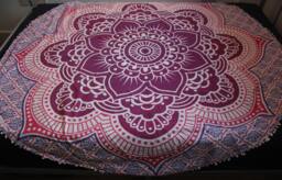 Cotton Mandala Tapestry - Boho Wall Hanging, Beach Throw - 76 Inches - thumbnail 1