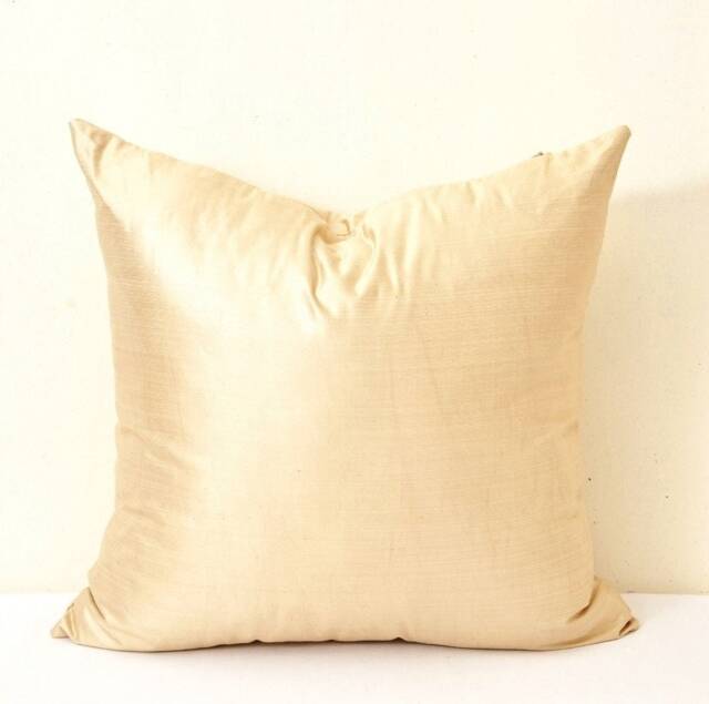 Handmade Ivory Ikat Pillow Cover, Silk Cotton Cushion - 20x20 - image 1