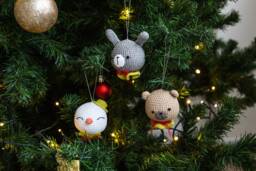 Set Of 3 Christmas Tree Toys. Ornaments Bear, Bunny, Snowman - thumbnail 1