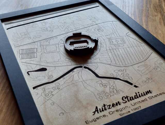 Autzen Stadium Wall Art Laser Engraved Wood, Oregon Ducks Gift - image 1
