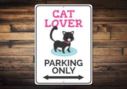 Cat Lover Parking Sign, Kitten Sign For Gift, Decor, Owner Kitty Wall Decor - Quality Aluminum Parkings - thumbnail 1