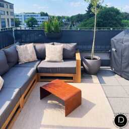Corten Steel Outdoor Table - Rust-Look Garden Industrial Side For Patio & Weatherproof & Durable