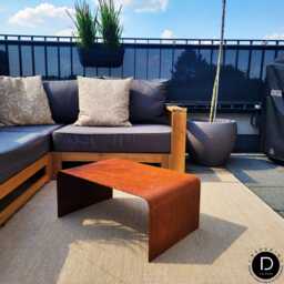 Corten Steel Outdoor Table - Rust-Look Garden Industrial Side For Patio & Weatherproof & Durable - thumbnail 2