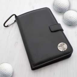 Pewter Vitruvian Man Design - Personalised Leatherette Golf Organiser Complete With Divot Repairer, Marker, Tees, Scorecard & Pencils - thumbnail 1