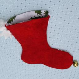 Handmade Mini Christmas Stocking Red Flannel Gift Card Holder Ornament - thumbnail 3