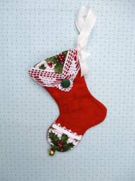 Handmade Mini Christmas Stocking Red Flannel Gift Card Holder Ornament