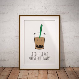 Cute Boba Tea Prints 8x10 Poster, Matcha, Taro, Thai, Strawberry Milk Print, Love, Kawaii Drink Illustration, Bubble Lover Gift - thumbnail 2