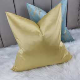 Elegance Yellow Mellow Luxury Plain Cotton Satin Cushion Cover, Modern Sofa Bed Pillow Cover Accent Home Decor Large Pillow Throw/Sham - thumbnail 4