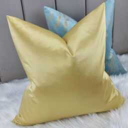 Elegance Yellow Mellow Luxury Plain Cotton Satin Cushion Cover, Modern Sofa Bed Pillow Cover Accent Home Decor Large Pillow Throw/Sham - thumbnail 2