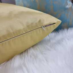 Elegance Yellow Mellow Luxury Plain Cotton Satin Cushion Cover, Modern Sofa Bed Pillow Cover Accent Home Decor Large Pillow Throw/Sham - thumbnail 3