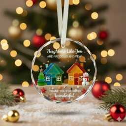 Neighbor Heart Sea Glass Friendship Ornament, Personalized Acrylic Christmas Snowflake Gift For Neighbors, Thank You - thumbnail 2