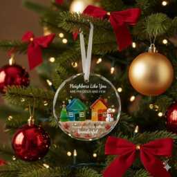 Neighbor Heart Sea Glass Friendship Ornament, Personalized Acrylic Christmas Snowflake Gift For Neighbors, Thank You - thumbnail 4