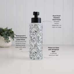 Frosted Glass Soap Dispenser With Black Line Art Wrap, Choose 250Ml Or 500Ml Size, Reusable Bathroom Bottle Eco Home Gift - thumbnail 2