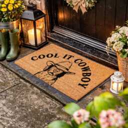 Cool It Cowboy Dog Doormat - Custom Western Welcome Rug Funny Pet Home Sign - thumbnail 3