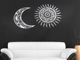 Wall Decals Sun & Moon Crescent Ethnic Dual Symbol Night Sunshine Decal Vinyl Sticker Home Decor Bedroom Interior Design Art Mural Eg73 - thumbnail 1