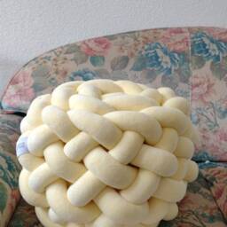 Handmade Knot Floor Pouf - Soft Velvet Ottoman, Living Room Decor - 30x36cm - thumbnail 3