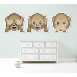 Emoji Monkeys Giant Wall Art Sticker Kit Decal Mural Graphic Emoticon Girls Boys Bedroom - thumbnail 1
