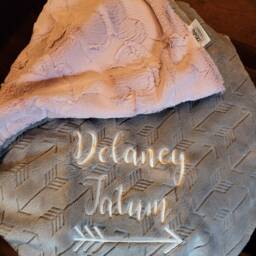 Personalized Baby Blanket-Personalized Gray Rose Gold Minky Blanket-Arrow Baby Blanket-Baby Blanket Girl-Personalized Blanket Boy Girl - thumbnail 3